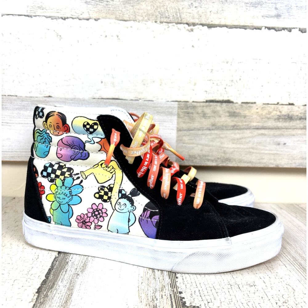 Vans x Cultivate Care Womens 8 Black Multi Sk8-Hi High Top Lace Up Sneakers